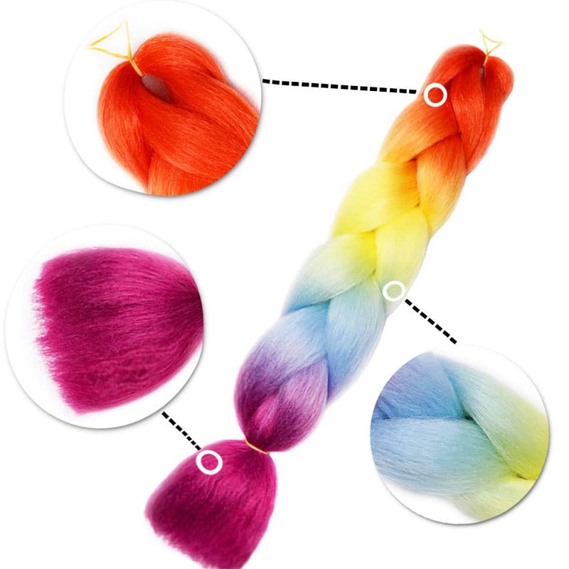 AIDUSA Ombre Braiding Hair - 4 Tone Synthetic Rainbow Color for Women - 5Pcs Twist Crochet Braids Hair Extensions (#60) - 24 Inch, 100g - Image 3